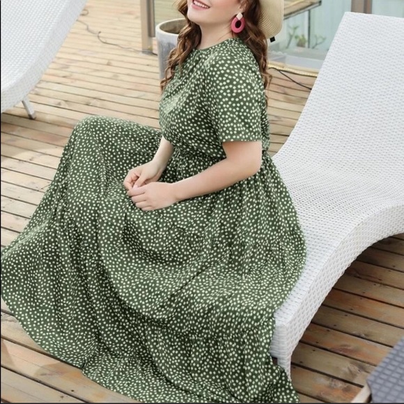 Boho plus size dot swing maxi dress - Picture 6 of 12